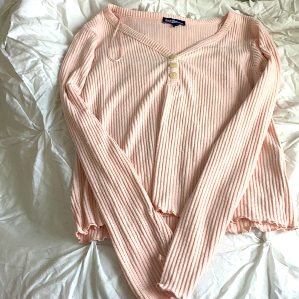 Light pink ruffled edges long sleeve